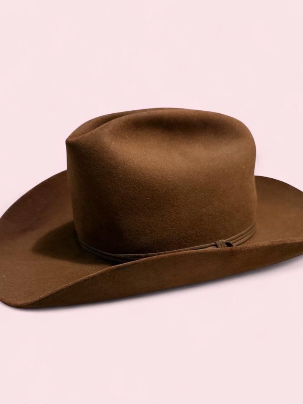 John B. Stetson 3X Beaver Western Ranchman Embossed Leather Hatband in Brown